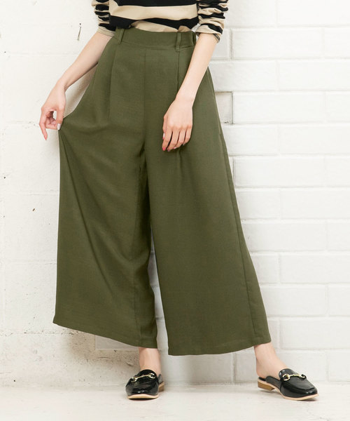 KOBE LETTUCE（コウベレタス）の「リネンタッチフロントタックドレープガウチョパンツ＊レディース/ボトムス[M2229]神戸レタス（その他パンツ・レディース・ブラック/ネイビー/カーキ/マスタード・FREE）」の3枚目の写真