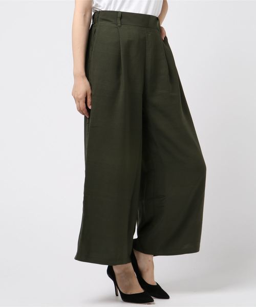 KOBE LETTUCE（コウベレタス）の「リネンタッチフロントタックドレープガウチョパンツ＊レディース/ボトムス[M2229]神戸レタス（その他パンツ・レディース・ブラック/ネイビー/カーキ/マスタード・FREE）」の8枚目の写真