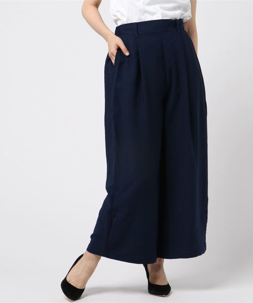 KOBE LETTUCE（コウベレタス）の「リネンタッチフロントタックドレープガウチョパンツ＊レディース/ボトムス[M2229]神戸レタス（その他パンツ・レディース・ブラック/ネイビー/カーキ/マスタード・FREE）」の9枚目の写真