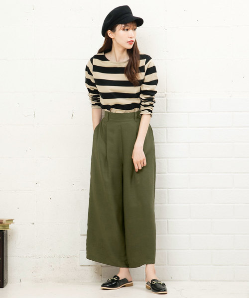 KOBE LETTUCE（コウベレタス）の「リネンタッチフロントタックドレープガウチョパンツ＊レディース/ボトムス[M2229]神戸レタス（その他パンツ・レディース・ブラック/ネイビー/カーキ/マスタード・FREE）」の13枚目の写真