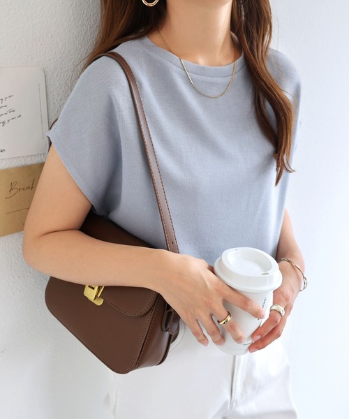 セール】フレンチスリーブニットソートップス（Tシャツ/カットソー  