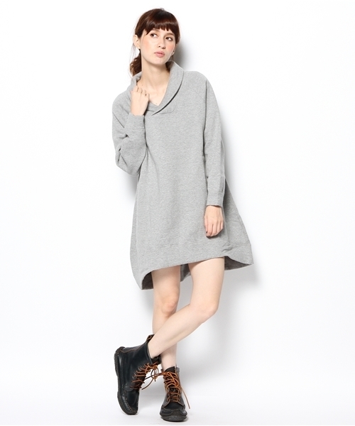 BEAMS BOY（ビームスボーイ）の「□BEAMS BOY / ショールカラー ワンピース（ワンピース・レディース・ライトグレー/レッド/オリーブ・ONE SIZE）」の6枚目の写真