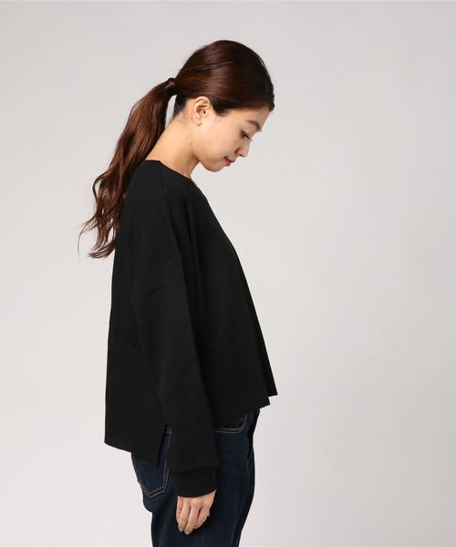 VENCEEXCHANGE(ヴァンスエクスチェンジ)の「ワッフルショートTシャツ(Tシャツ/カットソー・レディース・ホワイト/アッシュグレー/ブラック・M)」の4枚目の写真