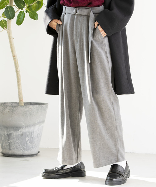 WEGO(ウィゴー)の「WEGO/起毛ストレッチワイドスラックス(スラックス・メンズ・ブラック/グレー・SMALL/MEDIUM/LARGE)」の1枚目の写真