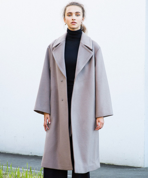 city(シティ)の「【CITY】SUPER140'S WOOL MELTON ROBE COAT(チェスターコート・レディース・ベージュ/グレー/ブルー・1/0)」の2枚目の写真
