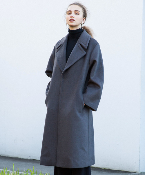 city(シティ)の「【CITY】SUPER140'S WOOL MELTON ROBE COAT(チェスターコート・レディース・ベージュ/グレー/ブルー・1/0)」の1枚目の写真