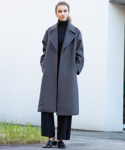 city(シティ)の「【CITY】SUPER140'S WOOL MELTON ROBE COAT(チェスターコート・レディース・ベージュ/グレー/ブルー・1/0)」の19枚目の写真