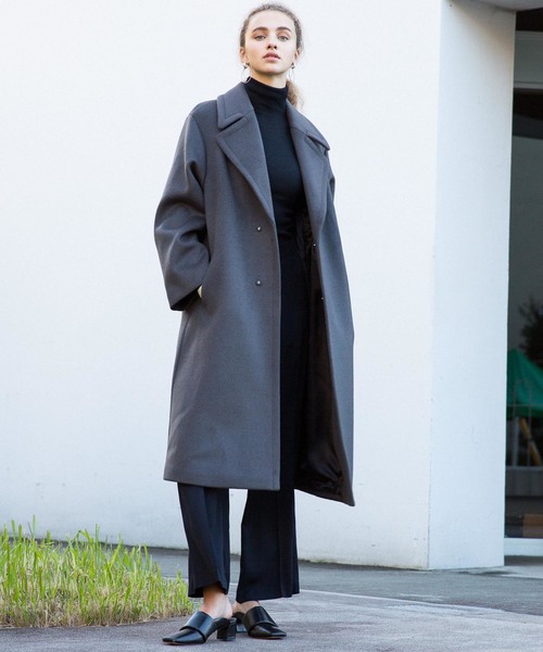 city(シティ)の「【CITY】SUPER140'S WOOL MELTON ROBE COAT(チェスターコート・レディース・ベージュ/グレー/ブルー・1/0)」の14枚目の写真