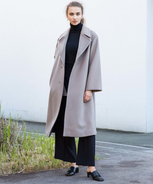 city(シティ)の「【CITY】SUPER140'S WOOL MELTON ROBE COAT(チェスターコート・レディース・ベージュ/グレー/ブルー・1/0)」の9枚目の写真