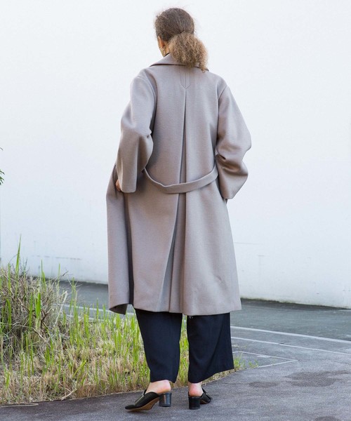 city(シティ)の「【CITY】SUPER140'S WOOL MELTON ROBE COAT(チェスターコート・レディース・ベージュ/グレー/ブルー・1/0)」の12枚目の写真