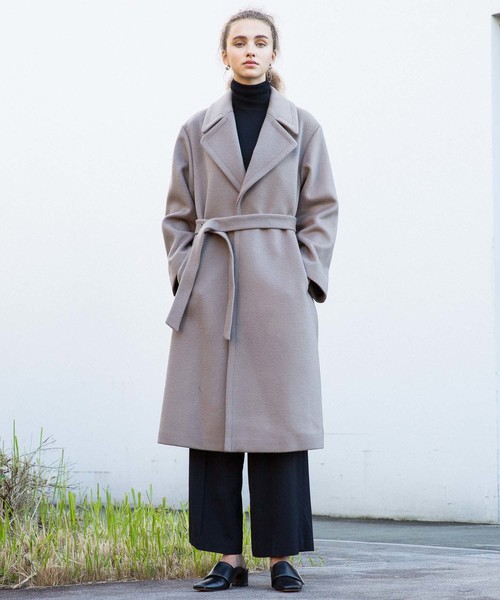 city(シティ)の「【CITY】SUPER140'S WOOL MELTON ROBE COAT(チェスターコート・レディース・ベージュ/グレー/ブルー・1/0)」の17枚目の写真