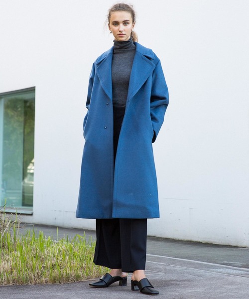 city(シティ)の「【CITY】SUPER140'S WOOL MELTON ROBE COAT(チェスターコート・レディース・ベージュ/グレー/ブルー・1/0)」の7枚目の写真