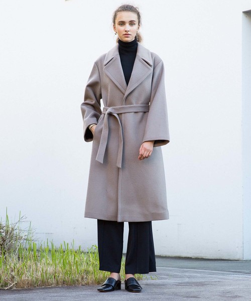 city(シティ)の「【CITY】SUPER140'S WOOL MELTON ROBE COAT(チェスターコート・レディース・ベージュ/グレー/ブルー・1/0)」の11枚目の写真