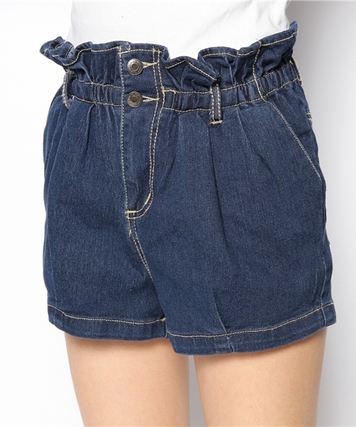 WEGO（ウィゴー）の「WEGO/デニムハイウエストショートパンツ（デニムパンツ・レディース・インディゴブルー/ライトインディゴブルー・FREE）」の5枚目の写真