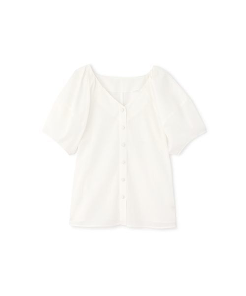 NATURAL BEAUTY BASIC（ナチュラルビューティーベーシック）の「【CanCam 5月号掲載】手洗い可能/キュプラ混フロントボタンブラウス（シャツ/ブラウス・レディース・ブラック/レッド/オフホワイト・SMALL/MEDIUM）」の7枚目の写真