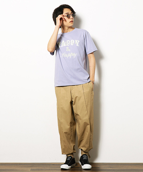 Purple&Yellow（パープルアンドイエロー）の「半袖 ロゴ Tシャツ（Tシャツ/カットソー・メンズ・アイボリー/ライトピンク/ネイビー/ライラック・SMALL/X-LARGE/MEDIUM/X-SMALL/LARGE）」の8枚目の写真