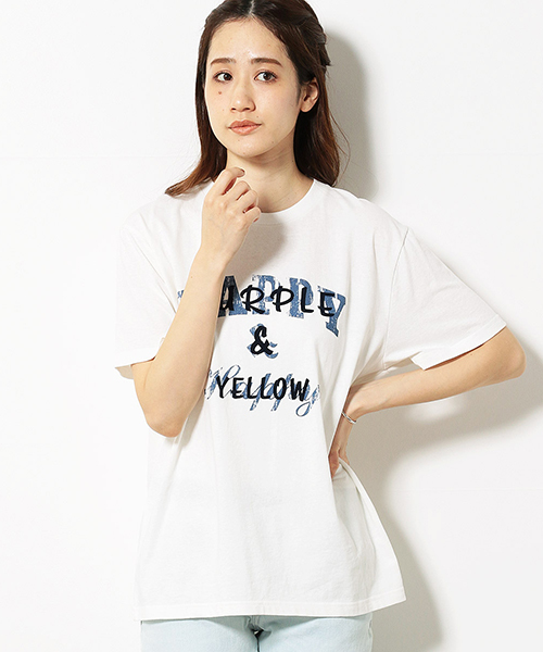 Purple&Yellow（パープルアンドイエロー）の「半袖 ロゴ Tシャツ（Tシャツ/カットソー・メンズ・アイボリー/ライトピンク/ネイビー/ライラック・SMALL/X-LARGE/MEDIUM/X-SMALL/LARGE）」の10枚目の写真