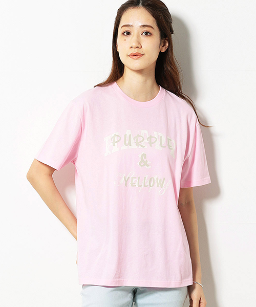 Purple&Yellow（パープルアンドイエロー）の「半袖 ロゴ Tシャツ（Tシャツ/カットソー・メンズ・アイボリー/ライトピンク/ネイビー/ライラック・SMALL/X-LARGE/MEDIUM/X-SMALL/LARGE）」の13枚目の写真