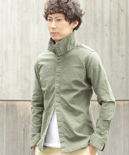 junhashimoto リネンシャツ　サイズ3 ミント　ジュンハシモト junhashimoto（ジュンハシモト）の「MILITARY STAND SHIRT（シャツ