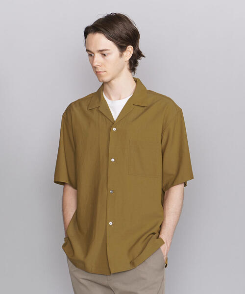 BEAUTY&YOUTH UNITED ARROWS(ビューティーアンドユースユナイテッドアローズ)の「BY ハイツイスト オープンカラー ワイドフォルムシャツ(シャツ/ブラウス・メンズ・ネイビー/オリーブ/マスタード・SMALL/MEDIUM/LARGE/X-LARGE)」の1枚目の写真