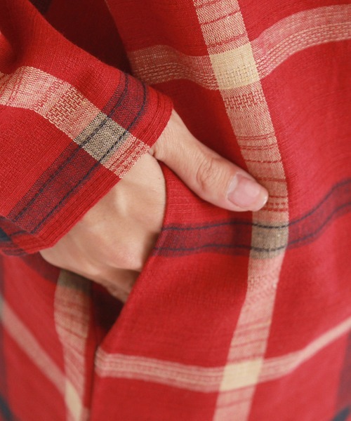 Amulet(アミュレット)の「Aライン七分袖チェック柄ワンピース(ワンピース・レディース・グリーン/レッド/ブルー・M/L/XL)」の7枚目の写真