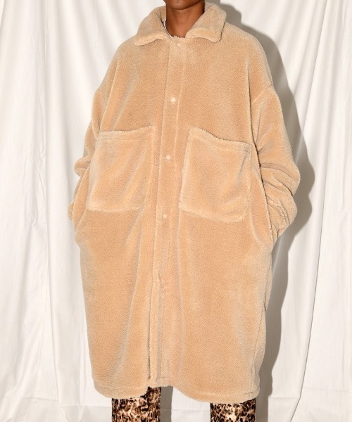 SUPERTHANKS(スーパーサンクス)の「ボアビックシャツコート(その他アウター・メンズ・サックスブルー/ベージュ/カーキ/ブラック・MEDIUM/LARGE/SMALL)」の1枚目の写真