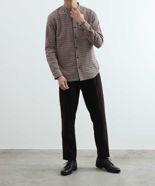 ADAM ET ROPE'（アダムエロペ）の「クラシックチェック バンドカラーシャツ（シャツ/ブラウス・メンズ・ダークブラウン/イエロー/スミクロ・LL/M/L）」の4枚目の写真