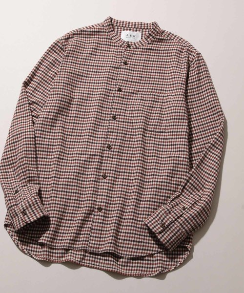 ADAM ET ROPE'（アダムエロペ）の「クラシックチェック バンドカラーシャツ（シャツ/ブラウス・メンズ・ダークブラウン/イエロー/スミクロ・LL/M/L）」の7枚目の写真