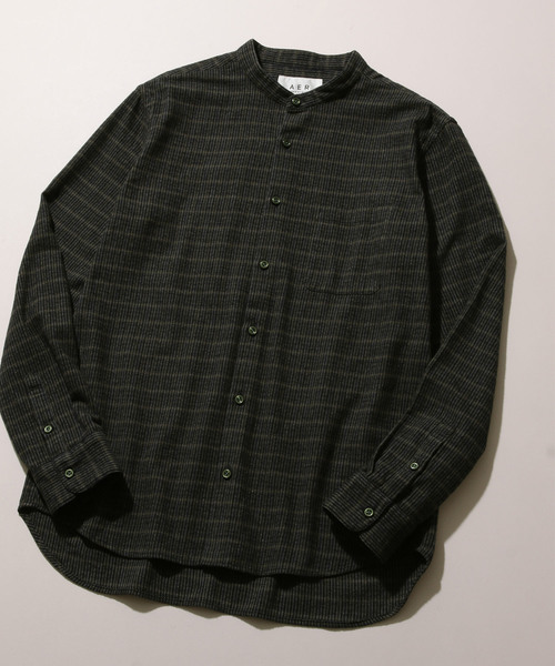 ADAM ET ROPE'（アダムエロペ）の「クラシックチェック バンドカラーシャツ（シャツ/ブラウス・メンズ・ダークブラウン/イエロー/スミクロ・LL/M/L）」の9枚目の写真
