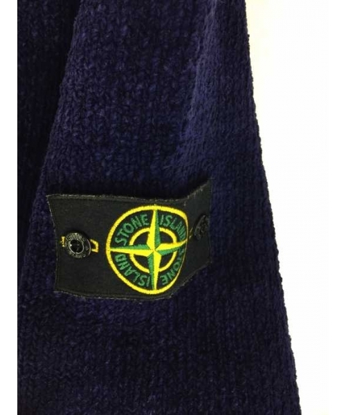美品 ストーンアイランド ロゴ ワッペン ニット セーター コットン ブラック ブランド古着】ロゴワッペン コットンニット（ニット/セーター