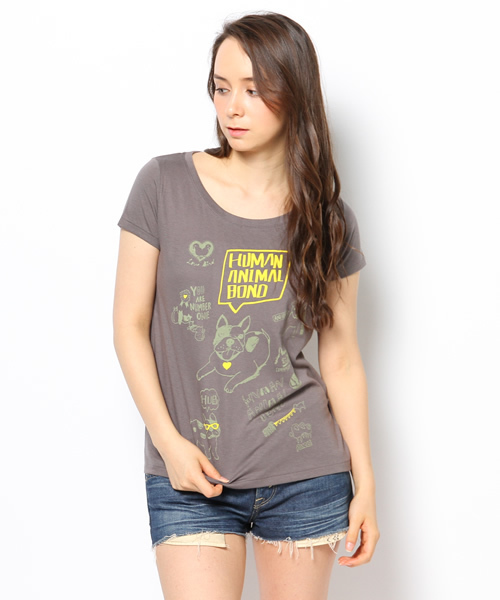 OUTLET(アウトレット)の「【Ciaopanic】ANIMALTシャツ(Tシャツ/カットソー・レディース・グレー/ホワイト・FREE)」の1枚目の写真