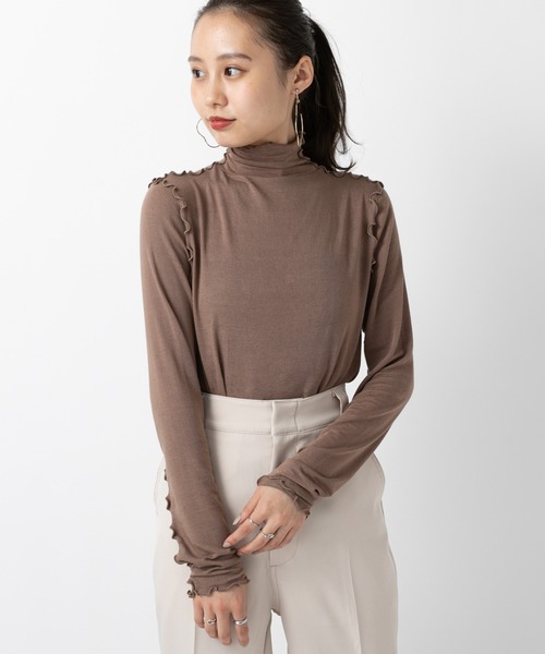 mystic（ミスティック）の「メロウ切り替えロンT（Tシャツ/カットソー・レディース・ブラック/ベージュ/キャメル/オフホワイト・FREE）」の4枚目の写真