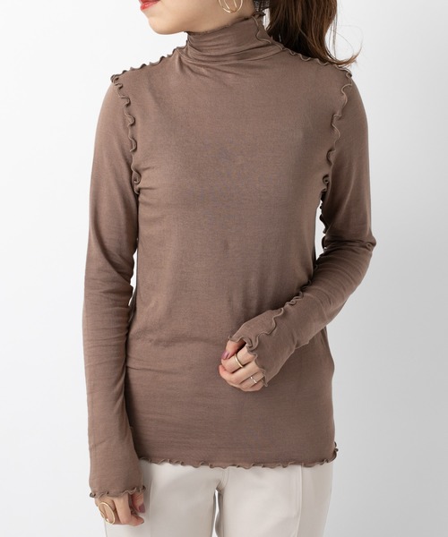 mystic（ミスティック）の「メロウ切り替えロンT（Tシャツ/カットソー・レディース・ブラック/ベージュ/キャメル/オフホワイト・FREE）」の5枚目の写真