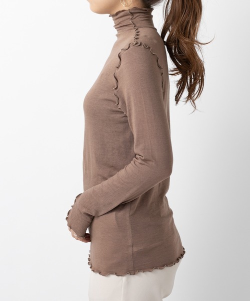 mystic（ミスティック）の「メロウ切り替えロンT（Tシャツ/カットソー・レディース・ブラック/ベージュ/キャメル/オフホワイト・FREE）」の8枚目の写真