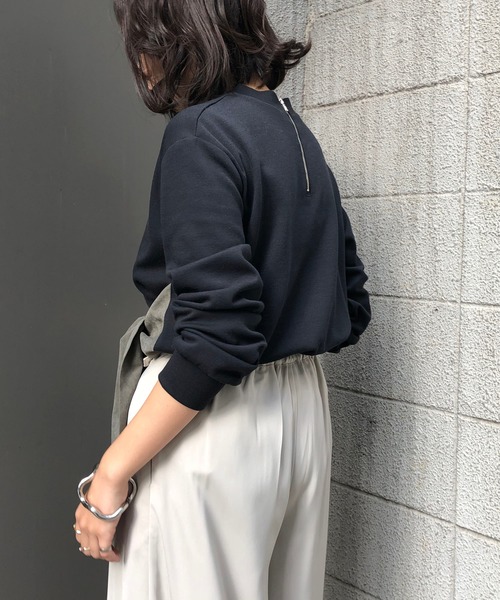 &g'aime（アンジェム）の「【&g'aime】異素材タイデザインプルオーバー（Tシャツ/カットソー・レディース・ブラウン/モカ/ブラック×カーキ・FREE）」の9枚目の写真