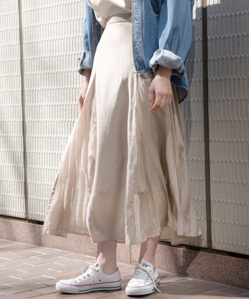 PAGEBOY（ページボーイ）の「シアーワッシャーキリカエスカート（スカート・レディース・ブラック/ブルー/ベージュ・FREE）」の3枚目の写真