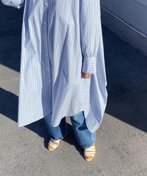 ADAM ET ROPE' | バックタックバンドカラーワンピース(シャツワンピース)