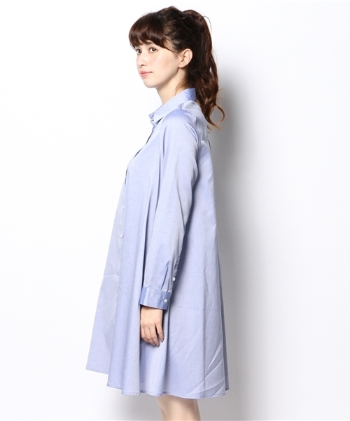 Ray BEAMS(レイビームス)の「Ray BEAMS / Aライン ピンオックス シャツワンピース(シャツワンピース・レディース・ホワイト/サックスブルー・0/1)」の16枚目の写真
