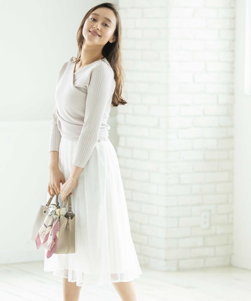 12Twelve Agenda（トゥエルブ　アジェンダ）の「カシュクールバックリボンニットプルオーバー（ニット/セーター・レディース・チャコールグレー/ブラウン/グレイッシュベージュ・M）」の12枚目の写真