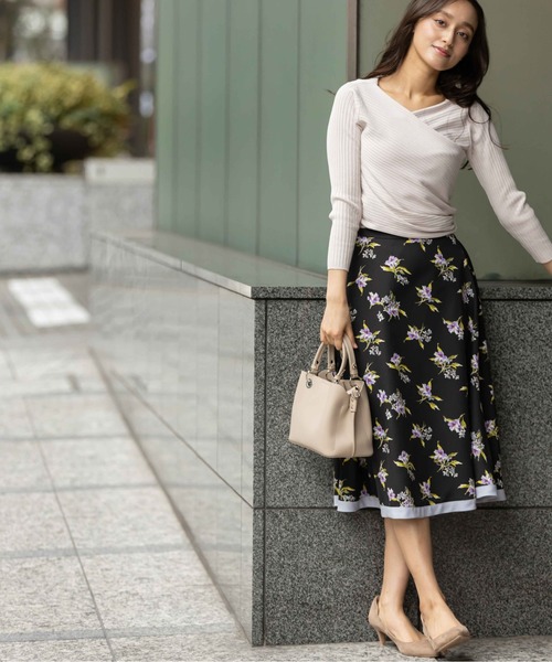 12Twelve Agenda（トゥエルブ　アジェンダ）の「カシュクールバックリボンニットプルオーバー（ニット/セーター・レディース・チャコールグレー/ブラウン/グレイッシュベージュ・M）」の8枚目の写真