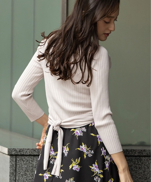 12Twelve Agenda（トゥエルブ　アジェンダ）の「カシュクールバックリボンニットプルオーバー（ニット/セーター・レディース・チャコールグレー/ブラウン/グレイッシュベージュ・M）」の9枚目の写真