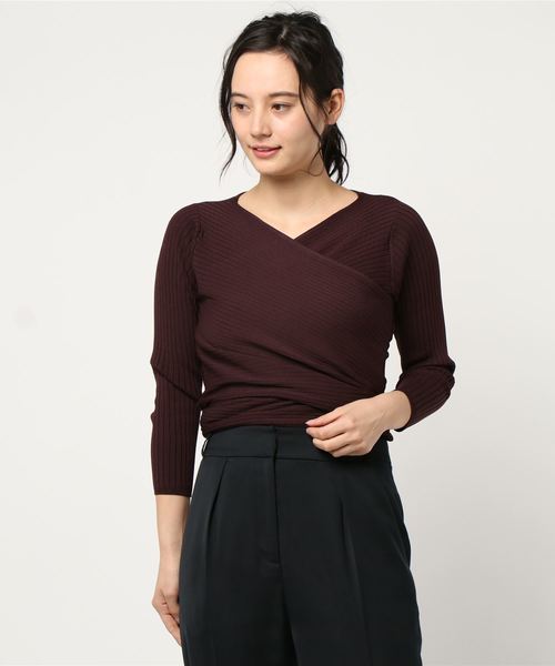 12Twelve Agenda（トゥエルブ　アジェンダ）の「カシュクールバックリボンニットプルオーバー（ニット/セーター・レディース・チャコールグレー/ブラウン/グレイッシュベージュ・M）」の14枚目の写真