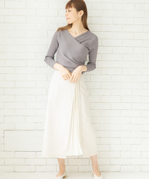 12Twelve Agenda（トゥエルブ　アジェンダ）の「カシュクールバックリボンニットプルオーバー（ニット/セーター・レディース・チャコールグレー/ブラウン/グレイッシュベージュ・M）」の16枚目の写真