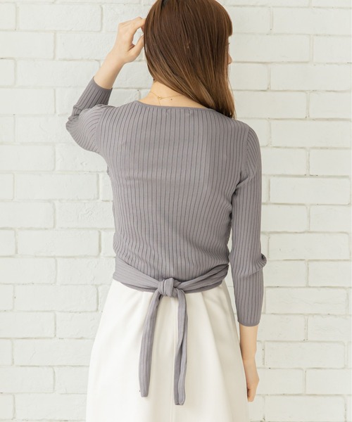 12Twelve Agenda（トゥエルブ　アジェンダ）の「カシュクールバックリボンニットプルオーバー（ニット/セーター・レディース・チャコールグレー/ブラウン/グレイッシュベージュ・M）」の18枚目の写真