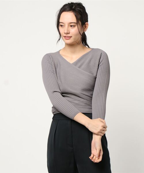 12Twelve Agenda（トゥエルブ　アジェンダ）の「カシュクールバックリボンニットプルオーバー（ニット/セーター・レディース・チャコールグレー/ブラウン/グレイッシュベージュ・M）」の15枚目の写真