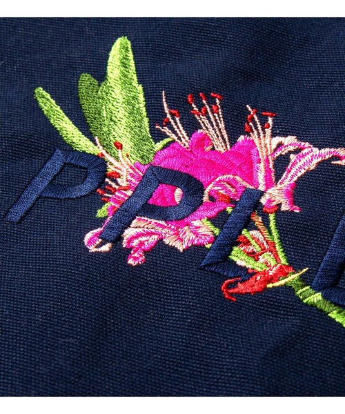 APPLEBUM（アップルバム）の「Flower Logo Canvas Zip Tote（トートバッグ・メンズ・ネイビー・FREE）」の7枚目の写真