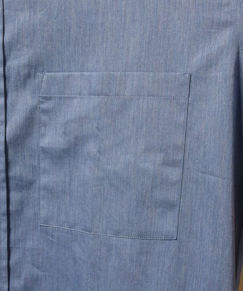 【極美品】SHIPS Sidogras フェイクインディゴ バンドカラーシャツ 極美品】SHIPS Sidogras フェイクインディゴ バンドカラーシャツ