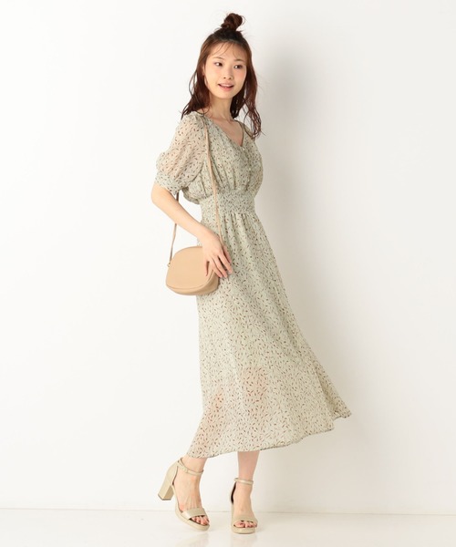 ワンピース ワンピース花柄プリーツシャーリング半袖ワンピース ワンピース Archives アルシーヴ のファッション