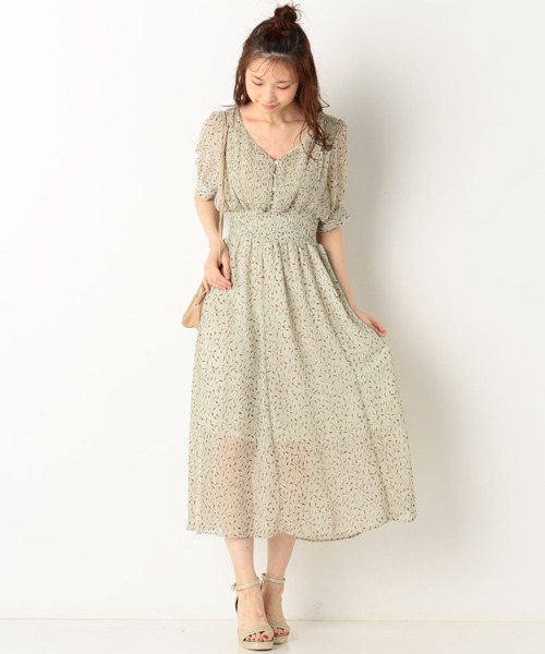 ワンピース ワンピース花柄プリーツシャーリング半袖ワンピース ワンピース Archives アルシーヴ のファッション