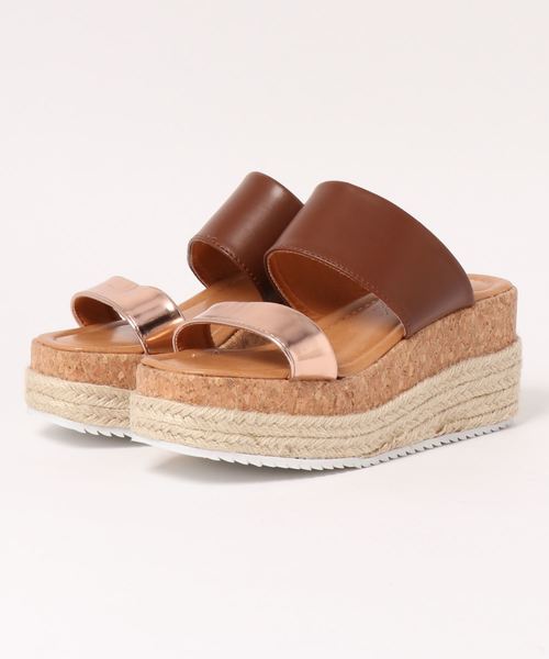 KOBE LETTUCE（コウベレタス）の「バイカラー異素材ジュートサンダル（サンダル・レディース・キャメル/ゴールド/ホワイト/ブラック・S/L/LL/M）」の14枚目の写真